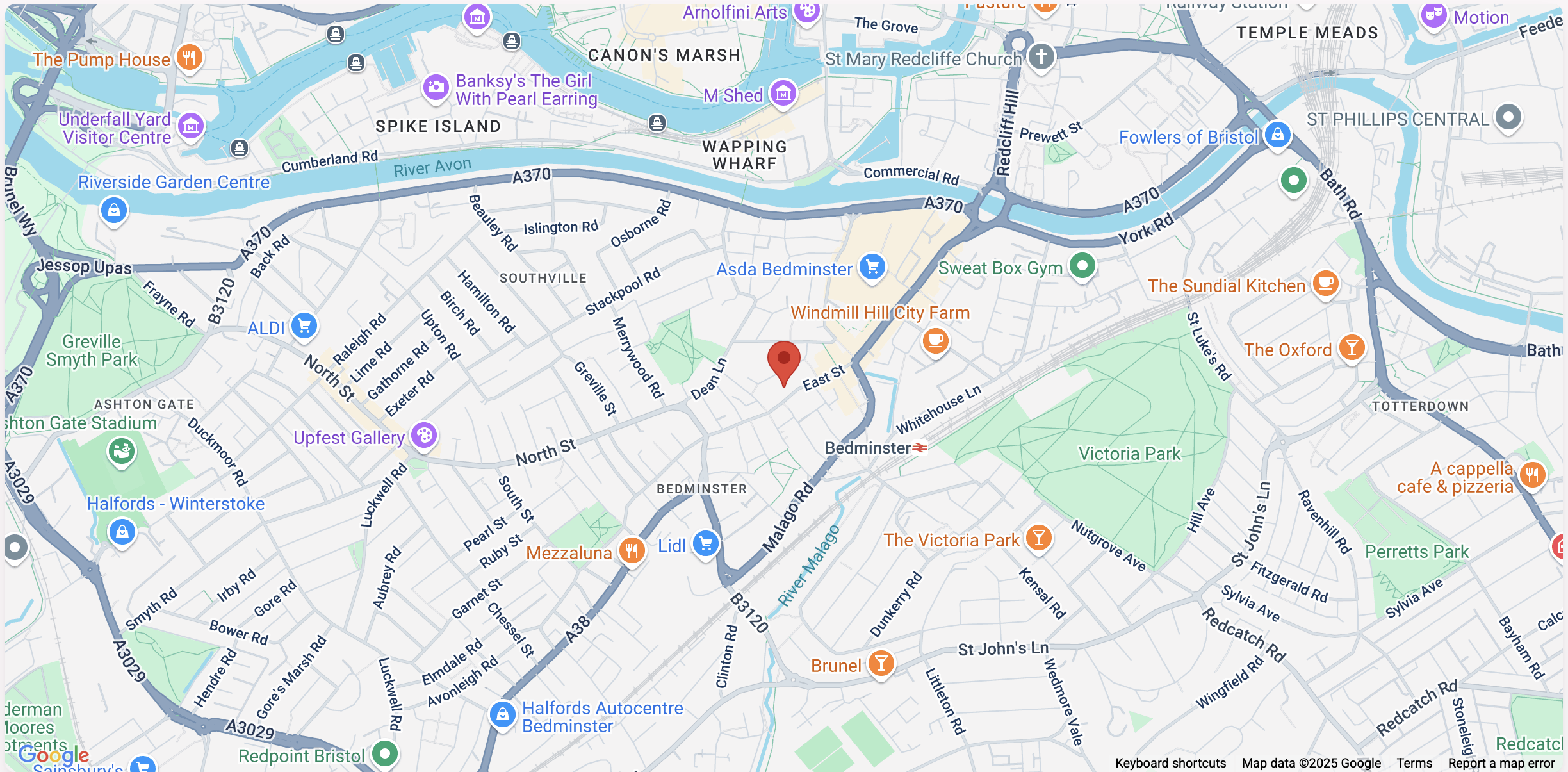 Map showing Pickle Street location in Bedminster, Bristol